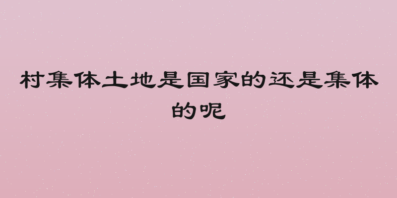 村集体土地是国家的还是集体的呢