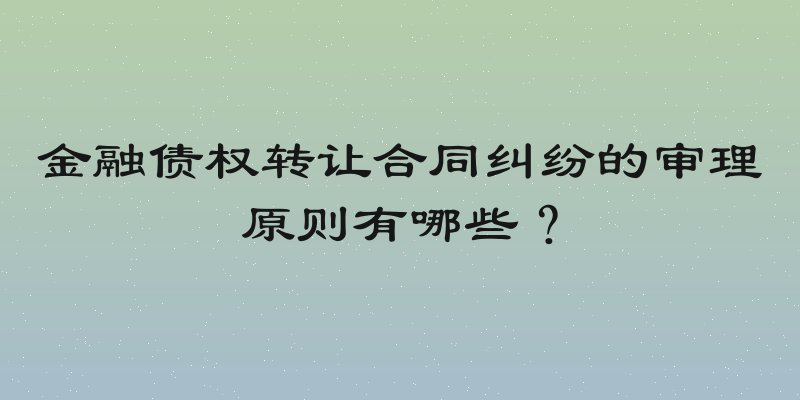 金融债权转让合同纠纷的审理原则有哪些？
