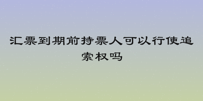汇票到期前持票人可以行使追索权吗