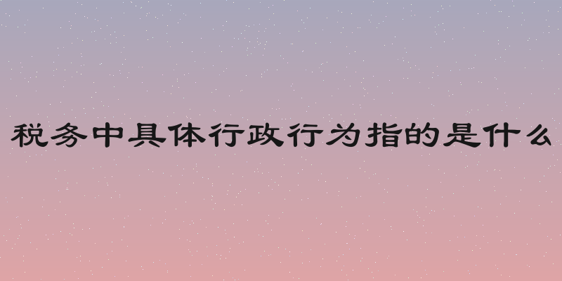 税务中具体行政行为指的是什么