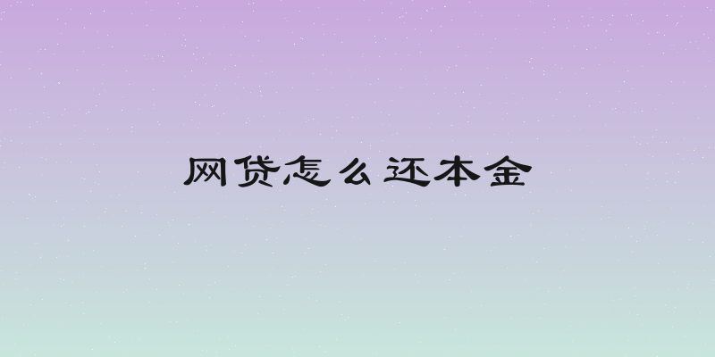 网贷怎么还本金