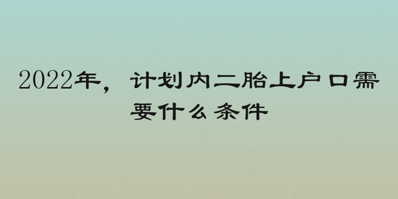2022年，计划内二胎上户口需要什么条件
