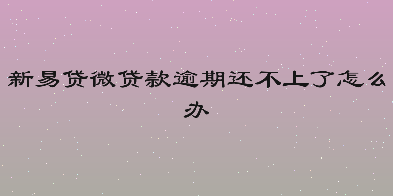 新易贷微贷款逾期还不上了怎么办