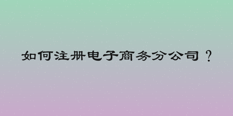 如何注册电子商务分公司？