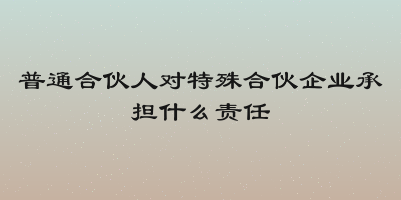 普通合伙人对特殊合伙企业承担什么责任