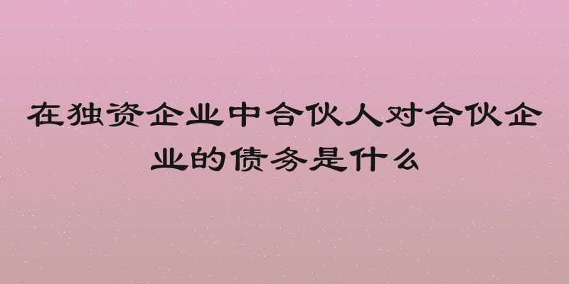 在独资企业中合伙人对合伙企业的债务是什么