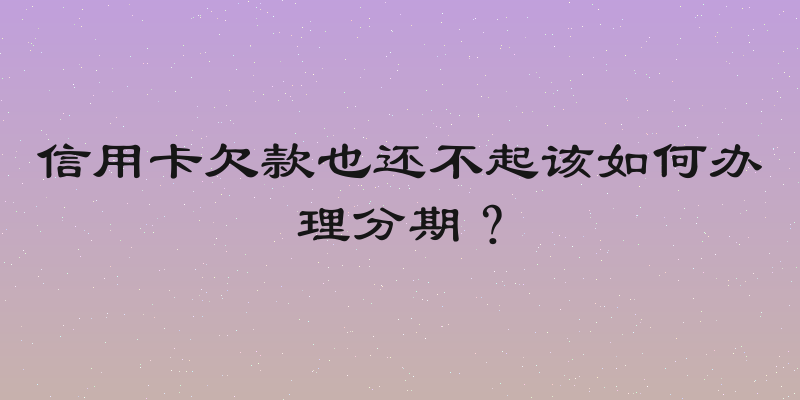 信用卡欠款也还不起该如何办理分期？