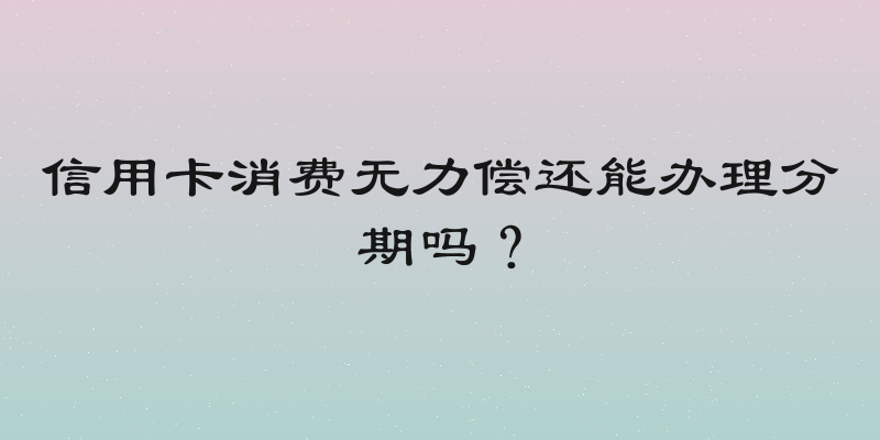 信用卡消费无力偿还能办理分期吗？