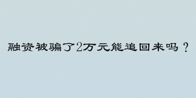 融资被骗了2万元能追回来吗？