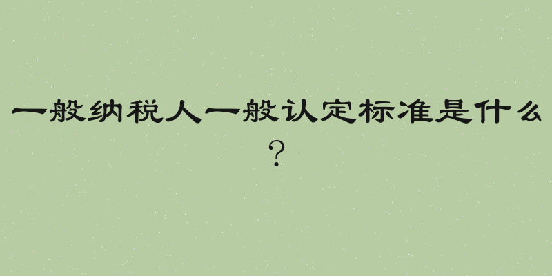 一般纳税人一般认定标准是什么?
