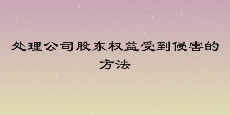 处理公司股东权益受到侵害的方法