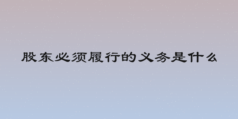 股东必须履行的义务是什么
