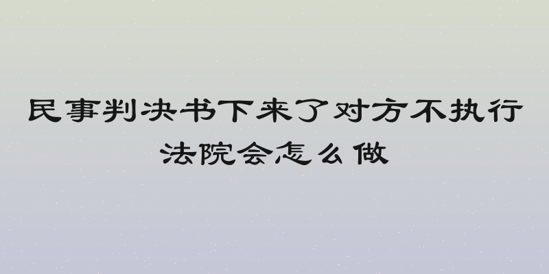 民事判决书下来了对方不执行法院会怎么做
