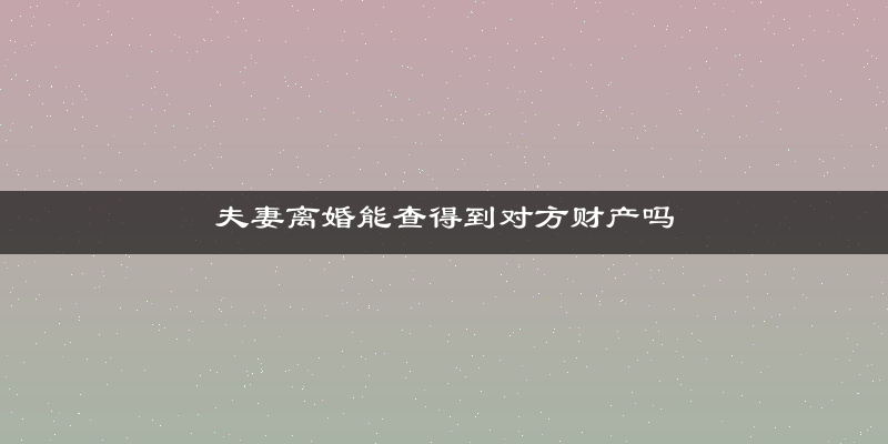 夫妻离婚能查得到对方财产吗