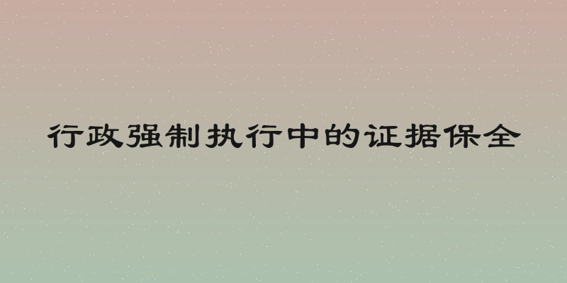 行政强制执行中的证据保全