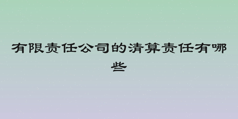 有限责任公司的清算责任有哪些