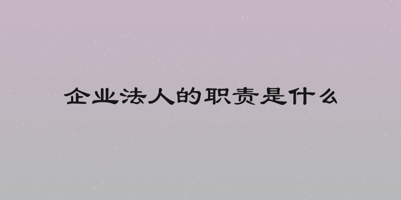 企业法人的职责是什么