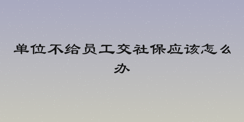 单位不给员工交社保应该怎么办