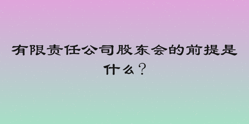有限责任公司股东会的前提是什么?
