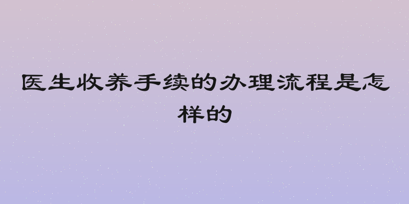 医生收养手续的办理流程是怎样的