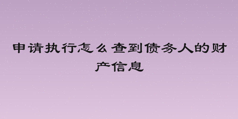 申请执行怎么查到债务人的财产信息