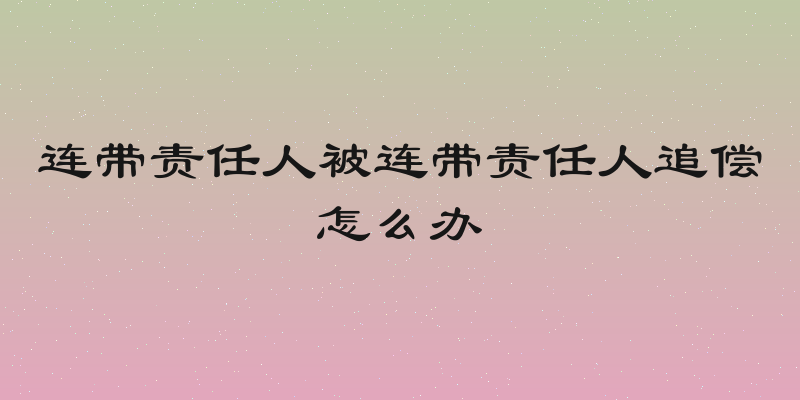 连带责任人被连带责任人追偿怎么办