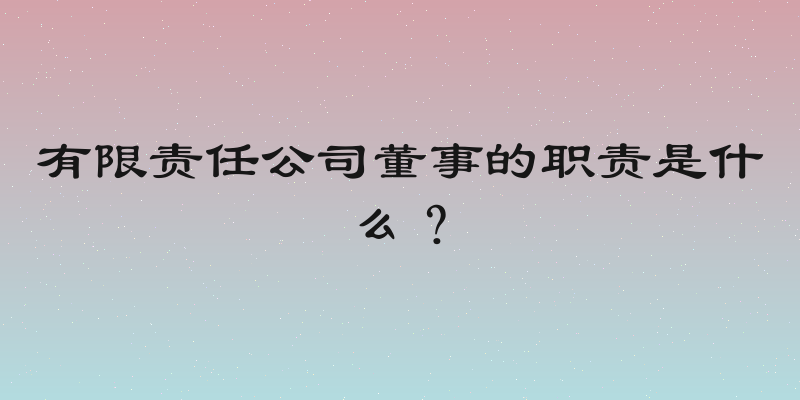 有限责任公司董事的职责是什么？