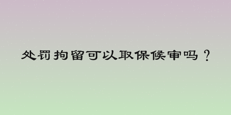 处罚拘留可以取保候审吗？