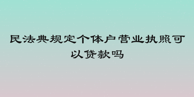 民法典规定个体户营业执照可以贷款吗