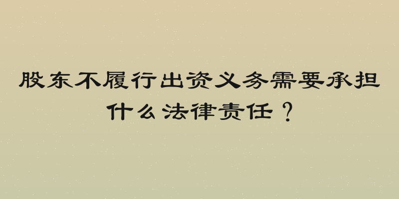 股东不履行出资义务需要承担什么法律责任？
