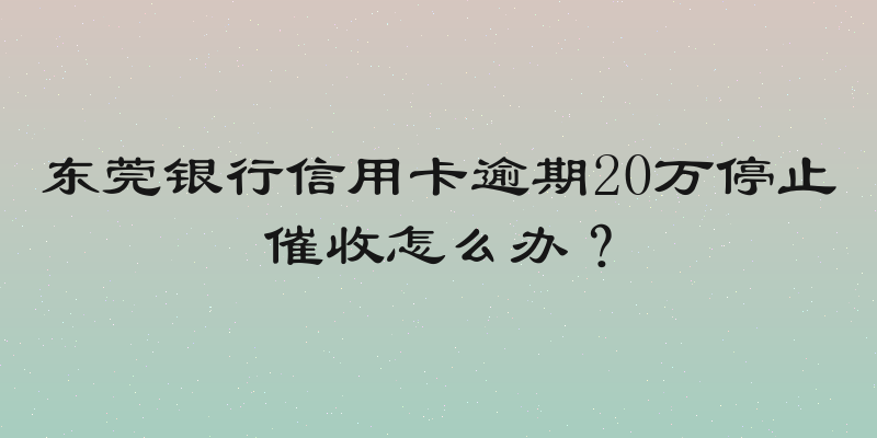 东莞银行信用卡逾期20万停止催收怎么办？