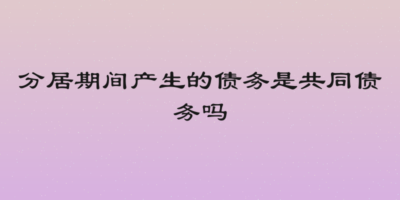 分居期间产生的债务是共同债务吗