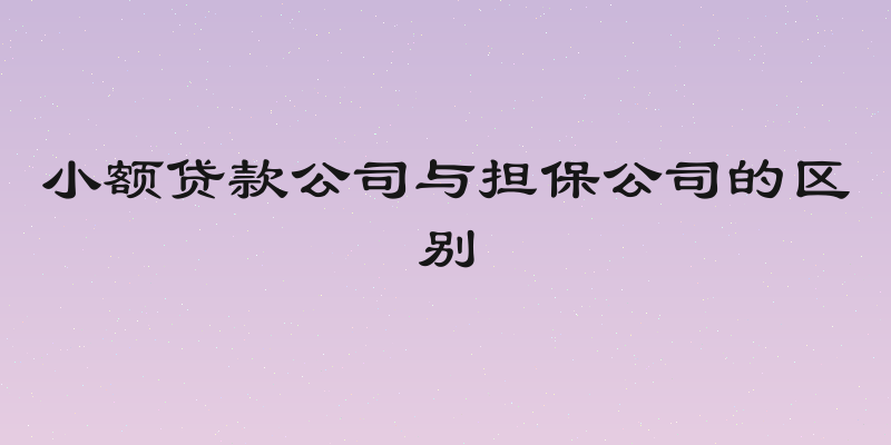 小额贷款公司与担保公司的区别