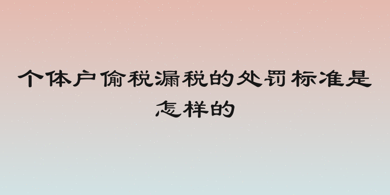 个体户偷税漏税的处罚标准是怎样的