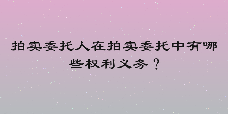 拍卖委托人在拍卖委托中有哪些权利义务？
