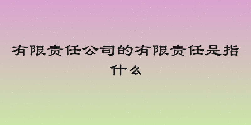 有限责任公司的有限责任是指什么