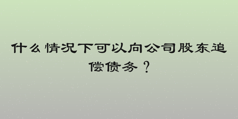 什么情况下可以向公司股东追偿债务？