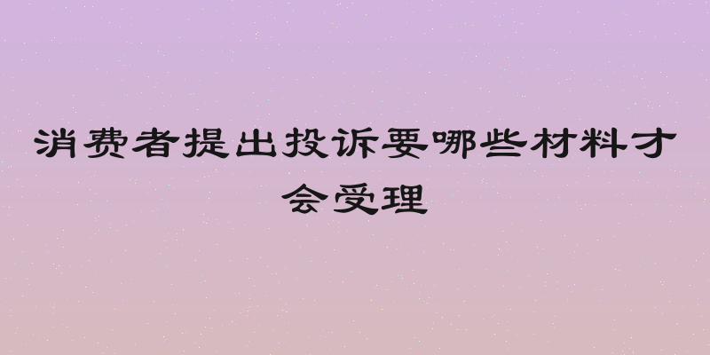 消费者提出投诉要哪些材料才会受理