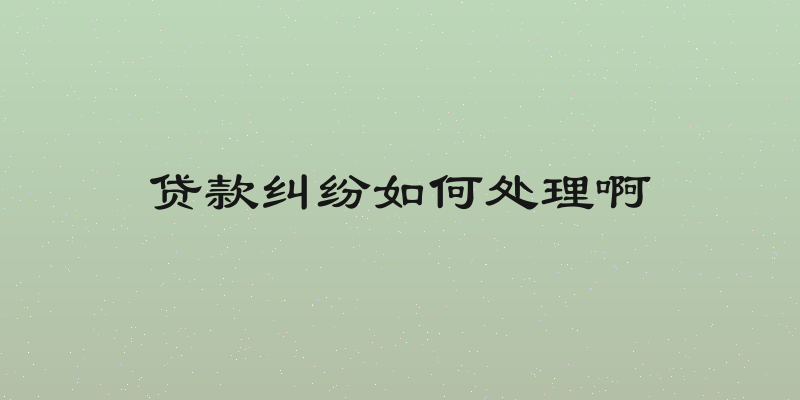 贷款纠纷如何处理啊
