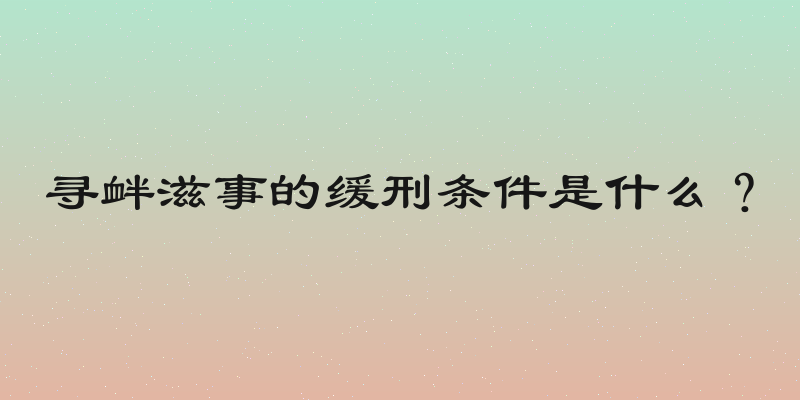 寻衅滋事的缓刑条件是什么？
