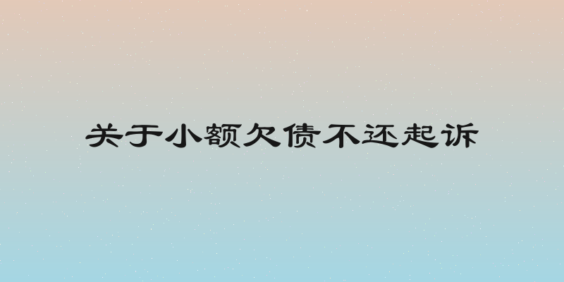 关于小额欠债不还起诉