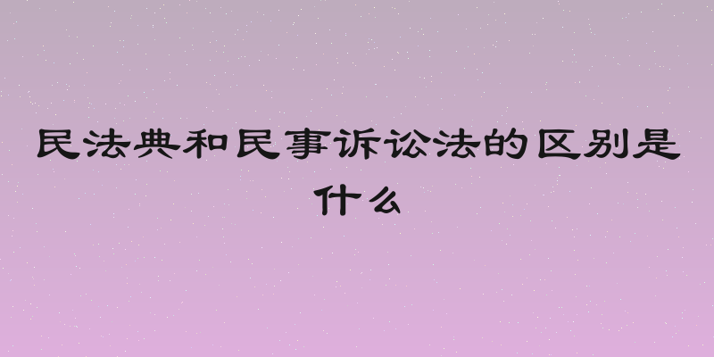民法典和民事诉讼法的区别是什么