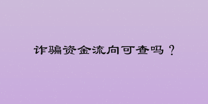 诈骗资金流向可查吗？
