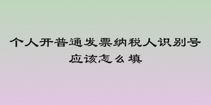 个人开普通发票纳税人识别号应该怎么填