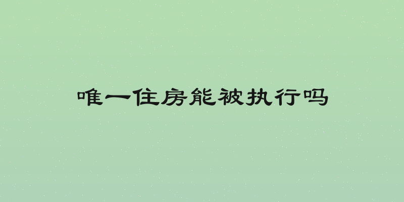 唯一住房能被执行吗