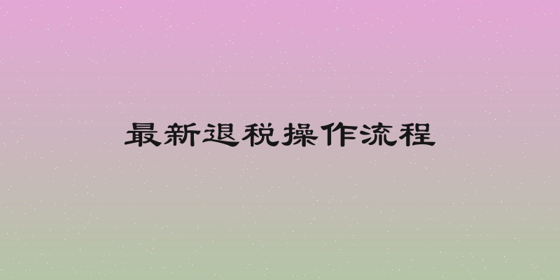 最新退税操作流程