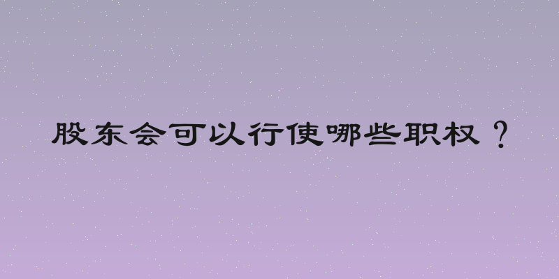 股东会可以行使哪些职权？