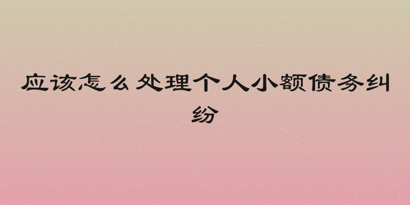 应该怎么处理个人小额债务纠纷