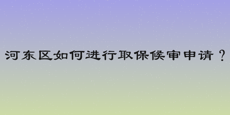 河东区如何进行取保候审申请？