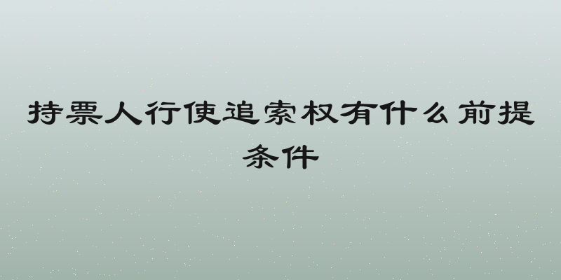 持票人行使追索权有什么前提条件